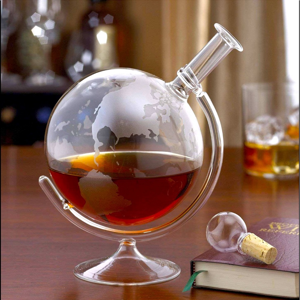 Jeray Mixology Globe Glass Whisky Decanter with Cradle 750ml in box